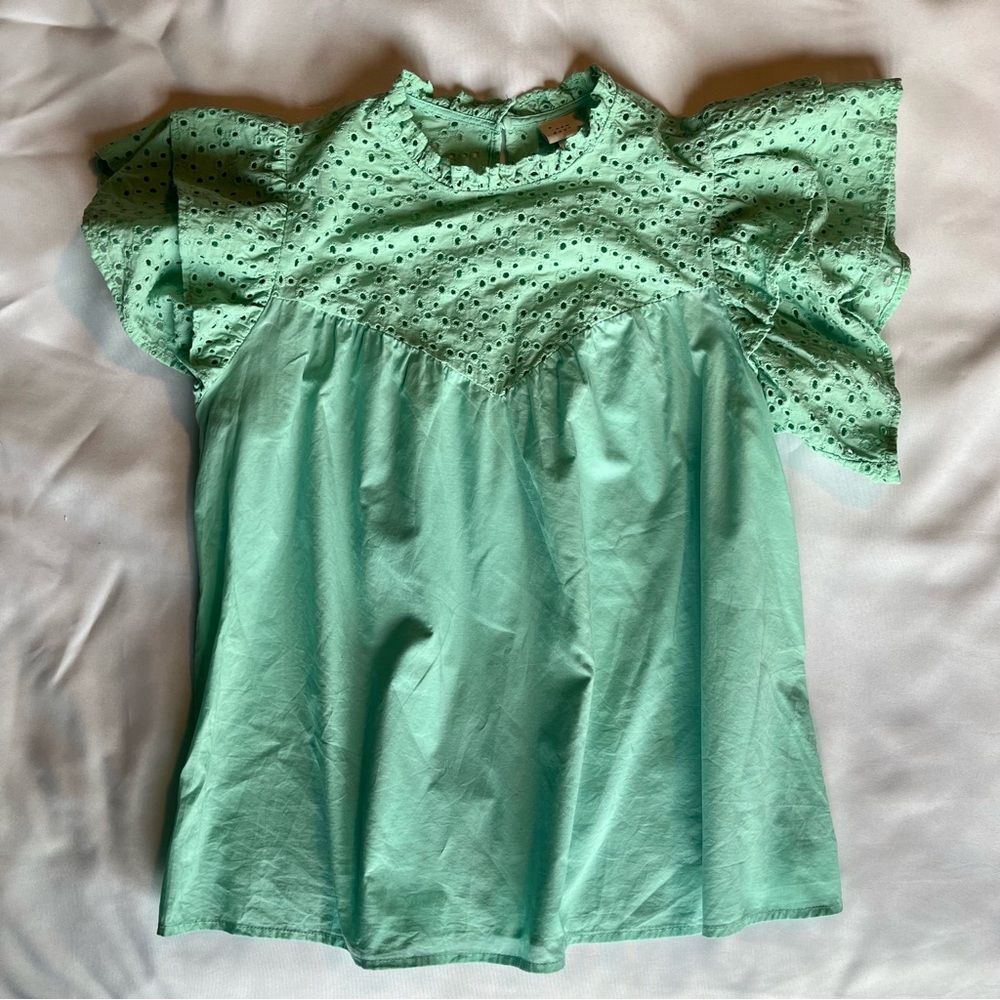 Target A New Day blouse cotton eyelet details sea foam